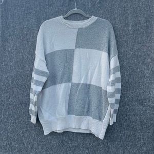 Grey and White color blocked sweater